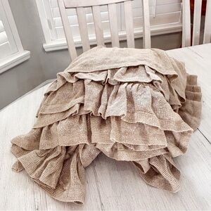 SOFT SURROUNDINGS Beige/Brown Double Layer Mesh Bed Skirt Rayon Cotton QUEEN